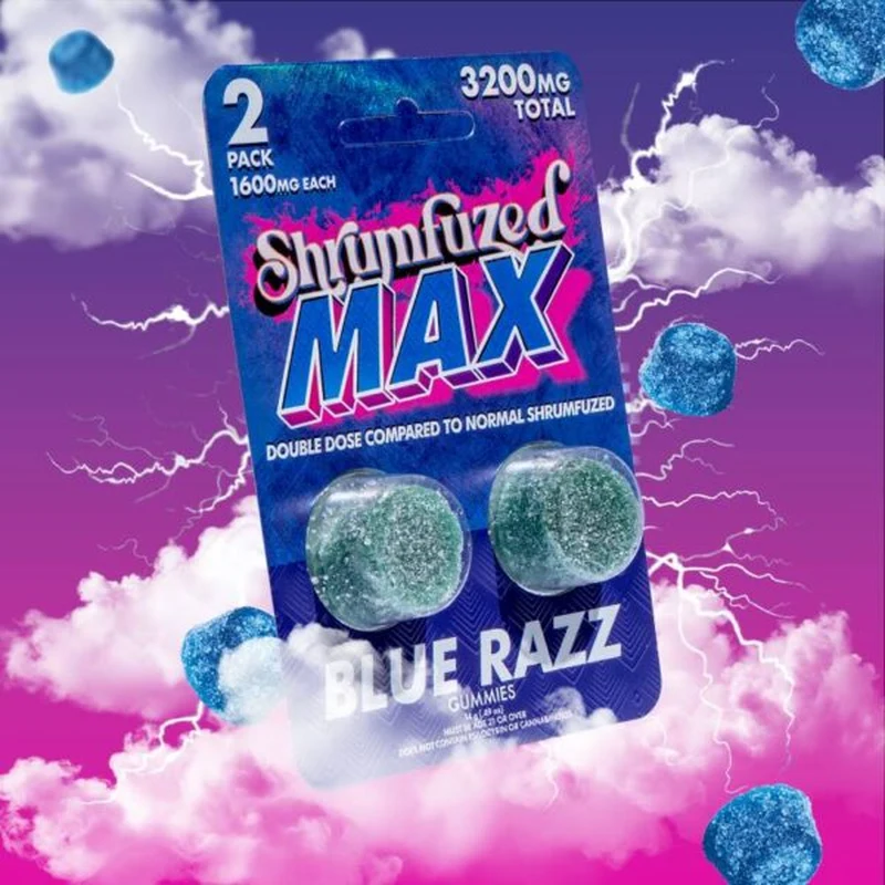 Shrumfuzed MAX Gummies pouch, Blue Razz
